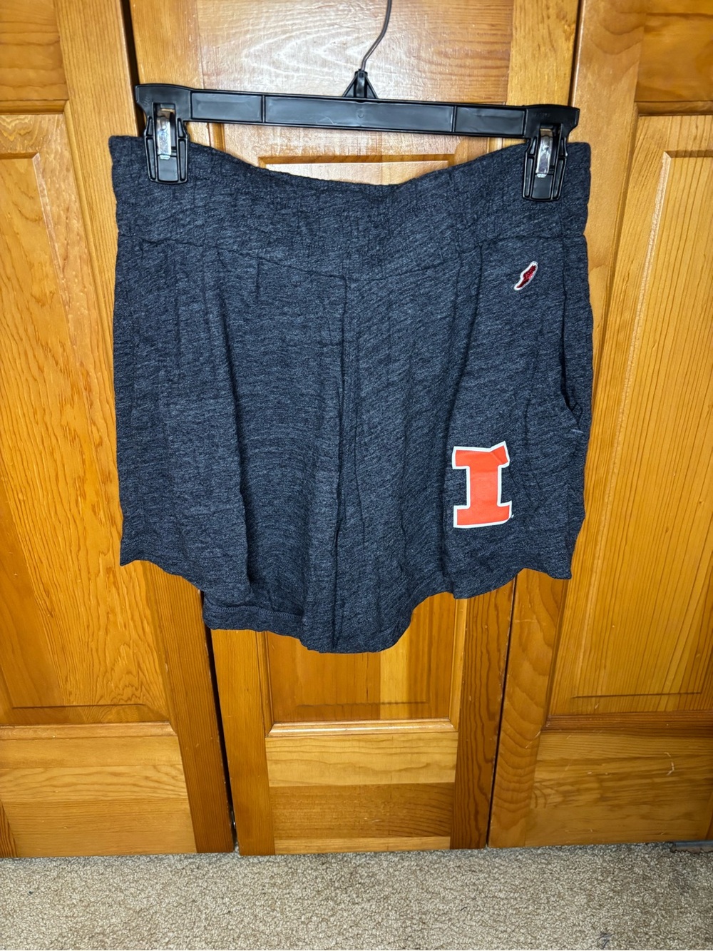 League Charcoal Gray Casual Shorts with Orange Logo
